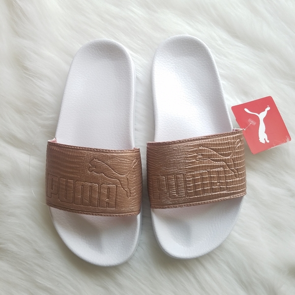 Puma Shoes - Puma Leadcat Copper Rose Puma White Slides 6.5